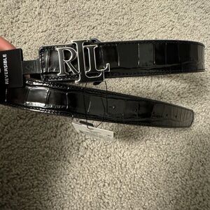 Logo Reversible Croc-Embossed Wide Belt